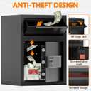 2.0 CUB Depository Drop Safe Fireproof, Front Drop Slot Lock Box with Digital Combination and Anti-Fishing, Silent Deposit Safe Box, Security Money Safe for Cash Slips Expense Business Office Home