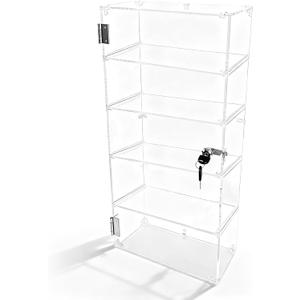 5 Shelf Acrylic Display Case with Lock,Clear Acrylic Box,Retail Display Case for Collectibles,Used to Store Collectibles, Jewelry, valuables, etc.-Safe and Orderly. (Transparent, Layer 5)