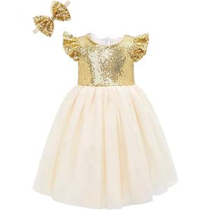 Cilucu Girl Sequin Ruffle Dress Tutu Flower Girls Dress Princess Sparkle, 3T