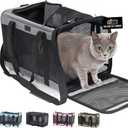 GORILLA GRIP Cat Carrier Travel Bag Up to 15 Lbs, Soft Collapsible Small Dog Carriers, Top and Side Entry Breathable Mesh, Grip Feet on Underside, Cozy Washable Waterproof Pad, Portable Kennel, Gray (17.0"L x 11.0"W x 11.0"H)
