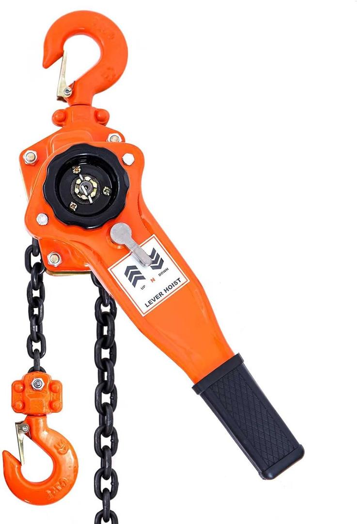 Lever Chain Hoist 3300lbs 10ft 1-1/2 ton Come Along Ratchet Puller Hoists for Heavy Duty Lifting (1.5ton)