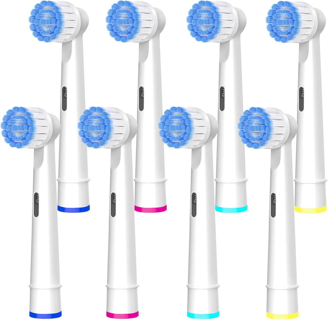 Pro Sensitive Gum Care Replacement Brush Heads Compatible with Oral-B Electric Toothbrushes, 8 Pack High Density Extra Soft Bristles Toothbrush Heads Refill, White