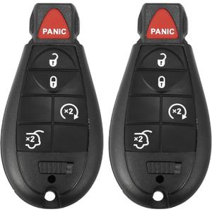 X AUTOHAUX 2pcs 433Mhz Keyless Entry Remote Car Key Fob for Jeep Grand Cherokee 2008-2010 for Commander 2008 2009 2010 5 Buttons with Door Key M3N5WY783X