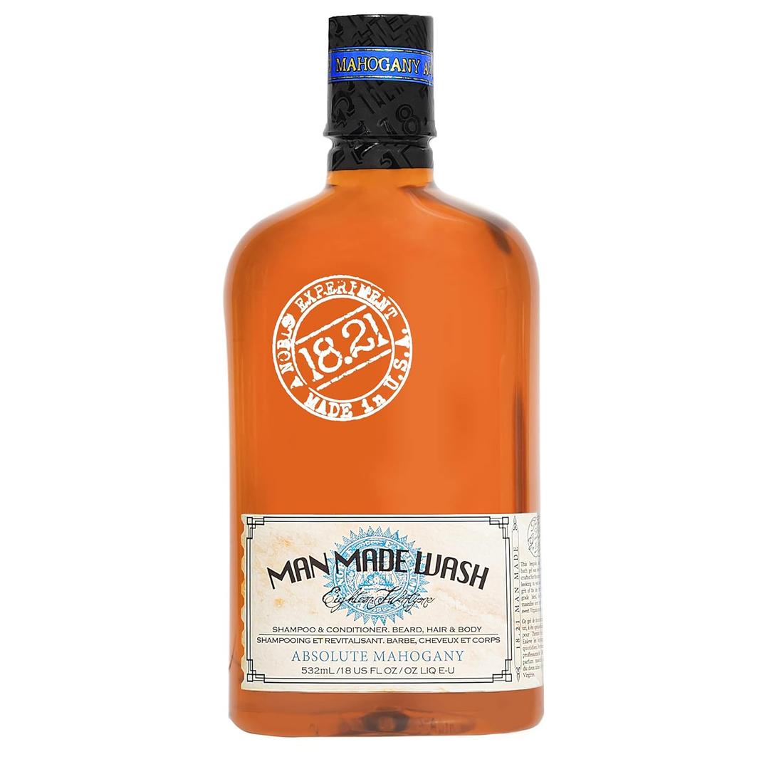 18.21 Man Made 3-in-1 Body Wash, Shampoo, & Conditioner for Men, All Hair & Skin Types, Strengthens and Moisturizes in a Manly Aroma 18oz