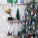 Pinkunn 48 Pcs Christmas Nutcrackers Ornament Set Blue and White Wooden Ornament Chinoiserie Hanging Wood Nutcrackers Sign Christmas Tree Decor for Holiday Party Decor Gifts(Blue Style)