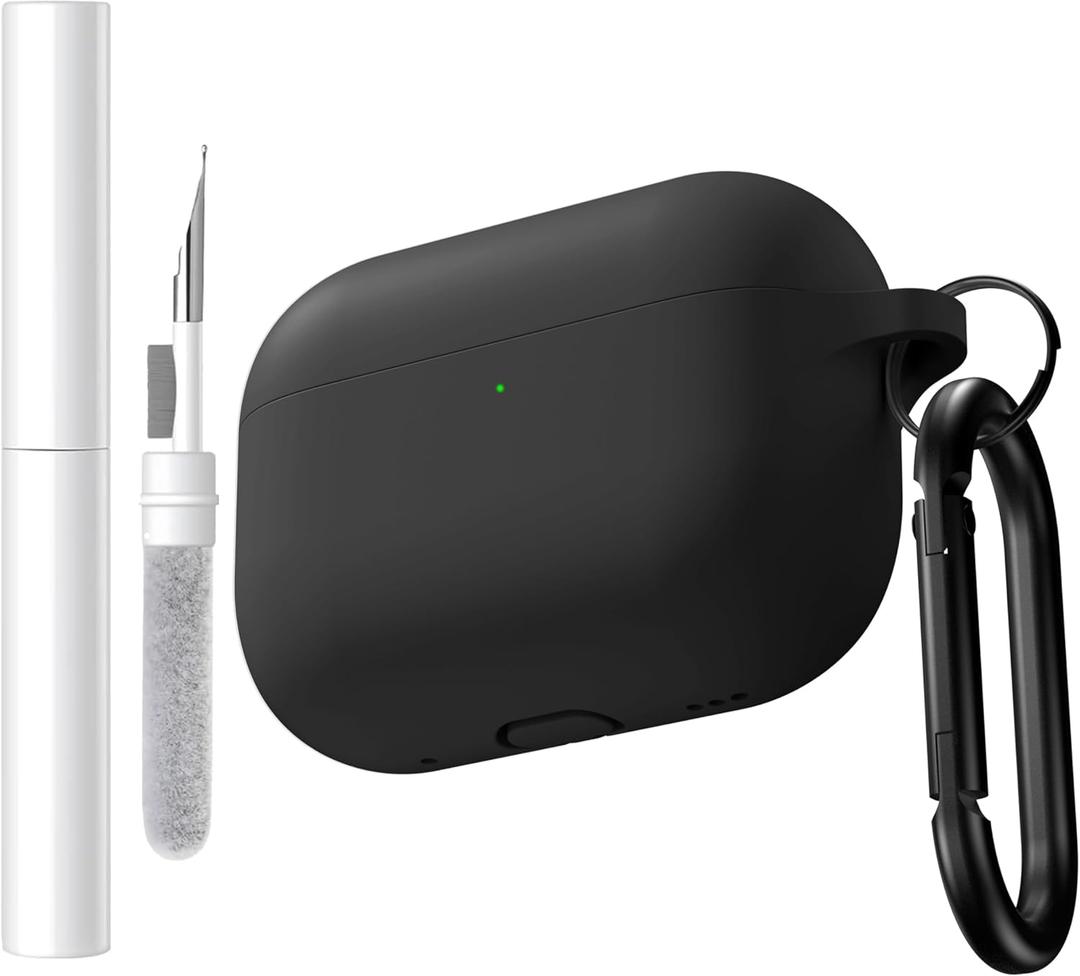 2 x Brujula Case for AirPods Pro 3 Case Silicone Protective Cover Compatible with AirPods Pro 3rd Generation 2025(Black, AirPods Pro 3)