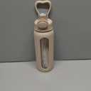 SANDJEST Glass Water Bottle with Silicone Sleeve 24oz with Lid, Motivational Time Marker, Drinking Hydration Glass Bottles for Men Women, Gym Travel Sports (Beige)