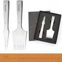 WUTA Sharp French Style Pricking Iron Leather Chisel All-Polished Punching Tool Kits,Obverse 4mm 2+8Teeth