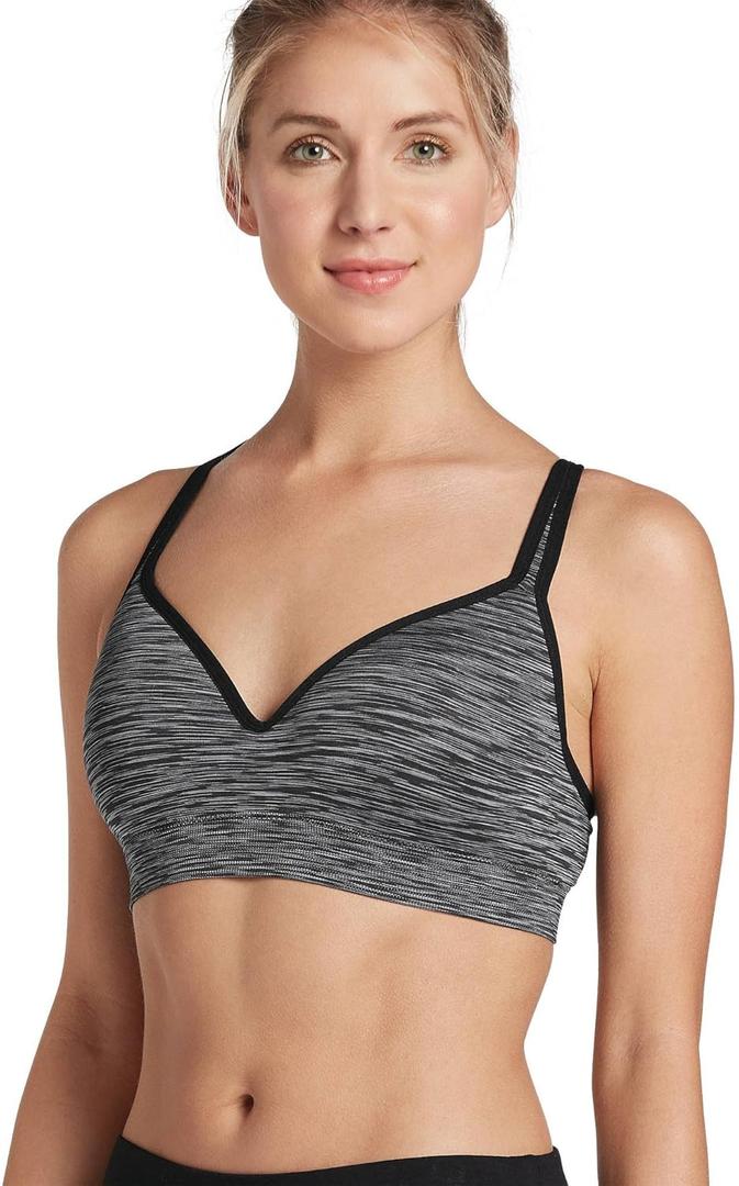 Jockey Women's Bra Mid Impact Multi-Way Molded Cup Sports Bra (Medium, Black)