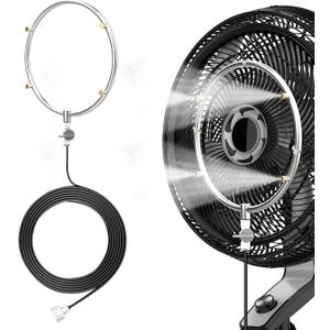 DR.PREPARE Stainless Steel Misting Fan Kit, 16.4ft Mist Hose Fan Mister, Outdoor Water Sprayer for Patio Backyard, Portable Cooling Mist System, Independent Valve for Control (Fans Not Included)