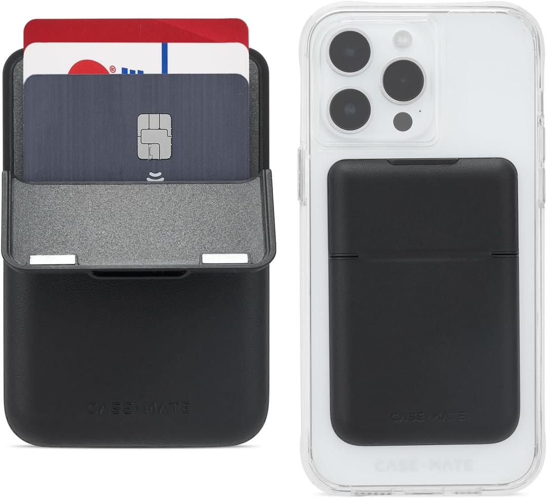 Case-Mate Magnetic Wallet for iPhone [Card Holder] Vegan Leather MagSafe Case [Holds up to 3 Cards] Slim Detachable Flip Closure Magnetic Phone Wallet for iPhone 16 Pro Max/15 Pro Max/14/13 - Black