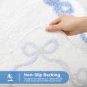 TRUEDAYS Blue Scalloped Bath Mat - Cute Bow Bathroom Rugs Small Non Slip Bath Mat, Soft & Absorbent Bath Rugs for Bathroom Decor, Tub, Vanity Floor (32*20 Inches)