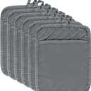 R HORSE 6Pcs Pot Holder with Pocket Grey Cotton Pocket Pot Holder Set for Kitchen Heat Resistant Potholder Terry Cloth Coaster Kitchen Hot Pad Oven Mitts Pads Trivet for Baking Cooking 7''x9''