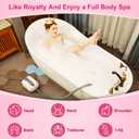 Flgocexs Bubble Bath Mat,Full Body Waterproof Spa Mat for Bathtub, 6-Speed Bubbles, Remote Control & Non-Slip Suction Cups for Home Relaxation, Grey
