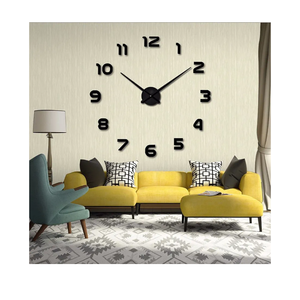 Lucktime Frameless DIY Large Wall Clock Modern 3D Mirror Digital Big Wall Clocks for Living Room Bedroom Office Hotel Home Wall Decor (Black)