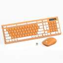 Wireless Keyboard and Mouse Combo, Reccazr 2.4G Full-Sized Keyboard and Mouse Cordless, 3 DPI Adjustable Mouse, Dual-System Keyboard for Computer/Laptop/Windows/Mac (Orange-A)