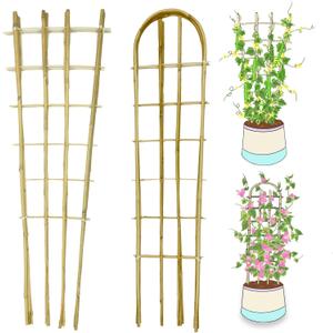 Natural Bamboo Trellis, 4Feet,Fan-Shaped+U-Shape,4Pack,Plant Support Trellis for Outdoor and Indoor Potted Climbing Plants,Vegetables, Cucumber, Tomato, Hoya,