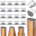 24 Pcs Chair Leg Floor Protectors Rectangle, Silicone Felt Furniture Leg Pads Caps Covers for Hardwood Floors (Fit Perimeter 5" to 57/8") (Clear)