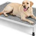 Veehoo Chew Proof Elevated Dog Bed, Silver Aluminum Dog Cot, Pre-Assembled | Cooling Raised Dog Bed for Large Dogs, Indestructible Dog Bed for 42" Crate, Breathbale, Non-Slip Feet, Indoor Outdoor