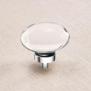 8 Pack Polished Chrome Crystal Cabinet Knobs, Oval Chrome Glass Cabinet Knobs Pulls for Dresser Drawers Kitchen Bathroom Cupboard