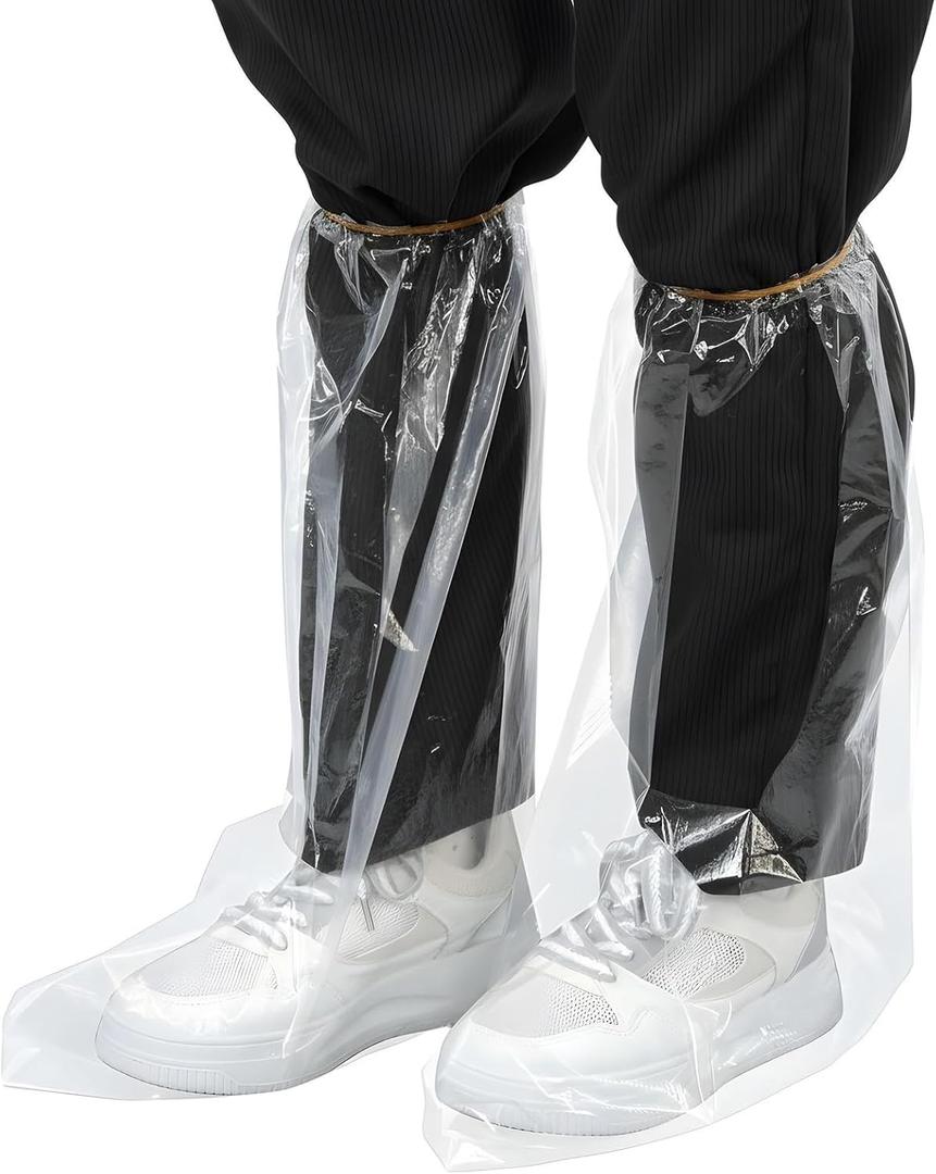 30 Pairs Waterproof Shoe Covers Disposable Rain Shoe Covers Transparent Plastic Shoes Cover Protector Boot Covers for Men and Women Rainy Outdoor (19.5inch Tall)