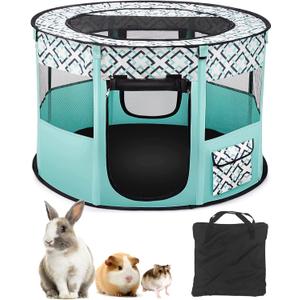 BNOSDM Rabbit Playpen with Zippered Top Portable Small Pet Cage Tent Bunny Foldable Pop Up playpen Indoor Outdoor Travel Use Exercise Yard Fence for Rabbits Ferrets Cats Guinea Pigs