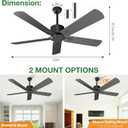 Obabala Black Ceiling Fan No Light, 52 in Outdoor Flush Mount Ceiling Fans with Remote Control without Light, 5 Blades, 6 Speed Reversible DC Motor Modern for Patios, Garage, Bedroom, Porch