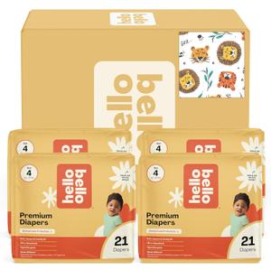 Hello Bello Diapers, Size 4 (22-37 lbs) Wild Cats, 63 Count Value Pack of Premium Disposable Baby Diapers, Hypoallergenic with Soft, Cloth-Like Feel