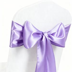 50 Pack Lavender Chair Sashes, Lavender Satin Sashes Ties for Chairs Covers, Light Purple Chair Bows for Party Wedding Birthday Banquet Decor