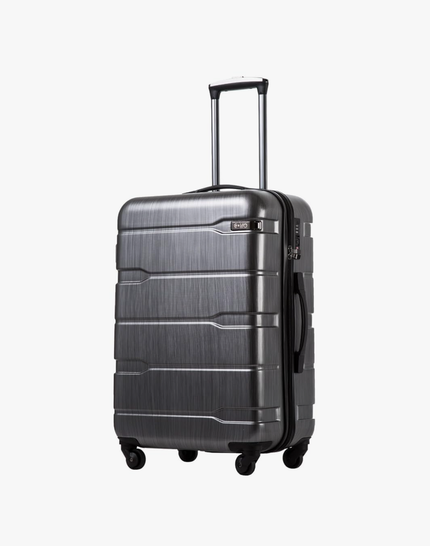 Coolife Luggage Expandable(only 28") Suitcase PC+ABS Spinner Built-In TSA lock 20in 24in 28in Carry on (Charcoal., M(24in).) Code: 208