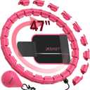 JKSHMYT Smart Weighted Fit Hoop Plus Size for Adults Weight Loss, Hula Circle-2 in 1 Infinity Fitness Hoop, 24 Links Detachable & Size Adjustable, with Waist Trainer for Women Pink
