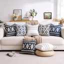 Boho Throw Pillow Covers Black 18x18 Set of 2 Square Neutral White Accent Farmhouse Pillowcase Double Sided Pattern Vintage Antique Ethnic Decor Pillow Case for Sofa, Couch, Living Room