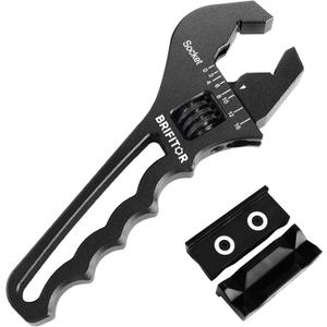 AN Fittings Wrench 3AN-16AN Hose Fittings Adjustable Wrench For An Hose End Fittings Adapter Lightweight Aluminum Black (With 4" Vise Jaws Pads) (Large)