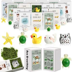 75 Set Employee Appreciation Gifts for Coworkers Bulk Thank You Staff Gifts Small Desk Pets Inspirational Card Box Cute Funny Resin Positive Ornaments School Office Party Favors