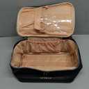 OCHEAL Makeup Bag, Portable Cosmetic Bag, Large Capacity Travel Makeup Case Organizer, Black For Women Toiletry Bag for Girls Traveling With Handle and Divider