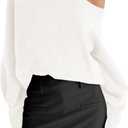 Saodimallsu Women's Off The Shoulder Sweater Long Sleeve Boat Neck Pullover 2025 Casual Trendy Loose Knit Tops (Small, White)