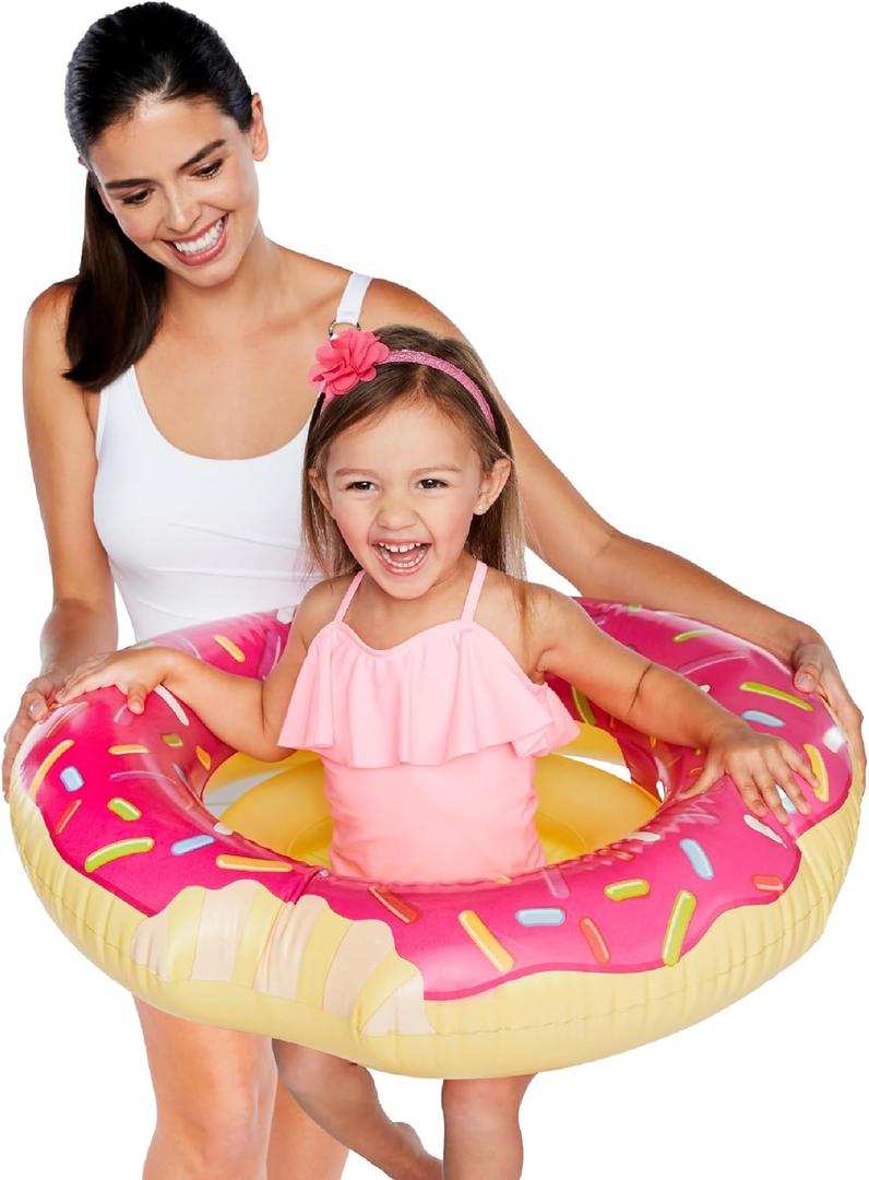 BigMouth Inc Lil’ Water Float - Pool Floaties for Infants Babies & Kids Ages 1-3, for Beginner Swimmers, Easy to Inflate and Durable - Pink Donut, 2 Packs