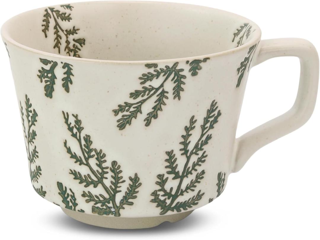 Ceramic Coffee Mug, 11 oz Small Novelty Unique Teacup with Handle, Stoneware Cup for Tea Mocha Latte Cappuccino (Leaf)