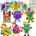 Winlyn 24 Sets Halloween Fall Crafts Kits for Kids DIY Monster Ornaments Foam Monster Crafts Arts and Crafts for Kids Classroom Art Activities Party Favors