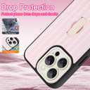 KANGHAR for iPhone 15 Pro Max Case Stand White and Pink Stripes Full Body Rugged Shockproof Protection Glossy Protective Slim Case 6.7 Inch