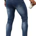 Woenzaia Mens Jeans Slim Fit Skinny Denim Stretch Tapered Jean Pants (Blue, L)