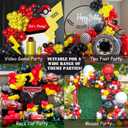 128Pcs Red Black Yellow Balloons Arch Garland Kit, with Cartoon Flash Lightning Foil Balloon,for Superhero Theme Race Car Cartoon Boy Birthday Baby Shower Party Decoration Supplies