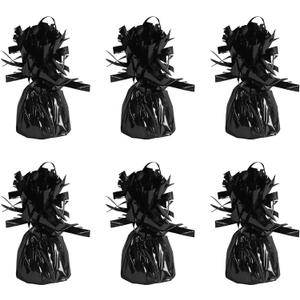 Beistle Wrapped Balloon Weight 6 Pack, Black Balloon Centerpiece and Bouquet Holders, Party Decoration Accessories for Birthdays, Weddings, Graduations, and Retirement Celebrations, 6 Oz