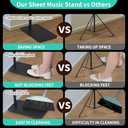 Professional Orchestra Sheet Music Stand, Adjustable Height Metal Music Book Stand Holder for Digital Piano Keyboard Wind Instruments Guitar Violin Players - w/A Phone & Tablet Holder