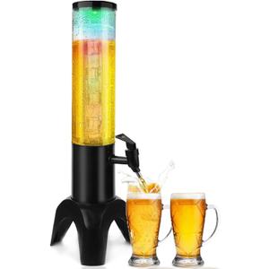 50-ounce/1.5-liter large-capacity Drink Tower Dispenser Beer Tower,Beverage Dispenser with Spigot, Tabletop Liquor Dispenser for Beer, Margarita, Liquor, Beverage (Black)