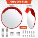 2 Pcs 30" Safety Convex Mirror Traffic Mirror Outdoor Indoor Driveway Street Corner Mirror Security Blind Spot Mirror for Road Garage Parking Lot Warehouse, Tear Off The Protective Film Before Use