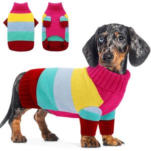 AOFITEE Small Dog Sweaters, Warm Dogs Sweater for Small Girls Boys, Turtleneck Pullover Puppy Knitwear, Dog Sweatshirt for Fall Winter, Stretchy Pullover for Yorkie, Chihuahua, Teacup (Pinks) (Rose Red)