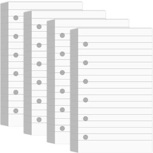 Ireer 400 Sheets Blank Lined Paper Refill for 3 x 5 Binders 6-Ring Memo Refill Paper Mini Ruled White Filler Paper Books Planner Inserts Blank Lined Paper for Binder