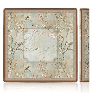 LZYRF Vintage Chinoiserie Cherry Blossom Mahjong Mat 31.5 x 31.5 in, Cottagecore Botanical Floral Bird Anti Slip and Noise Reduction Game Table Cover for Mahjong Dominoes Card Board Tile Games