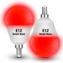E12 Candelabra Red Light Bulbs for Sleep 25w-40w Equivalent, 625nm Red Light Bulbs 3W 300LM, G45 Blue Light Blocking, E12 Small Base for Bedroom Porch Christmas Holiday Festival, Non-Dimmable, 2 Pack